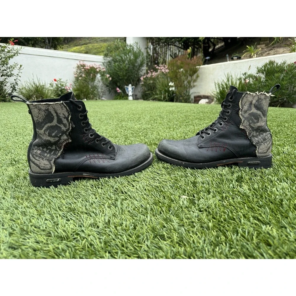 RARE Vintage Affliction Deviant Combat Boots Shoes Men's Size 11 Black 3150